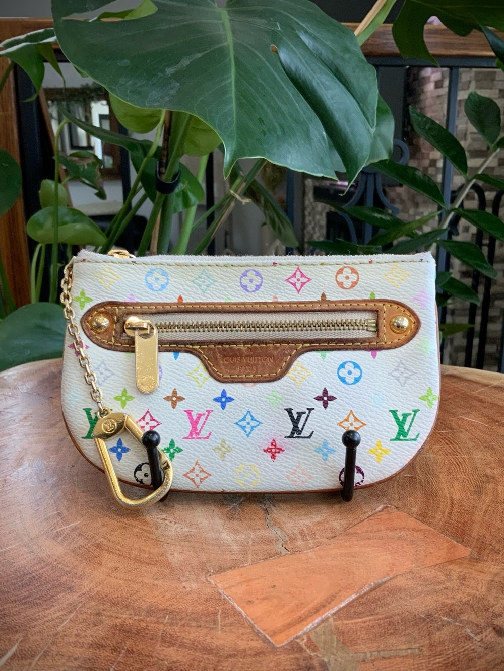 Louis Vuitton Murakami Multicolor Pochette Cles Blanc Key Pouch Coin Purse